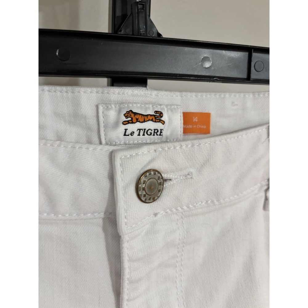 Le TIGRE womens WHITE designer short denim jeans stetch sz 14 EUC C68 - Picture 2 of 5